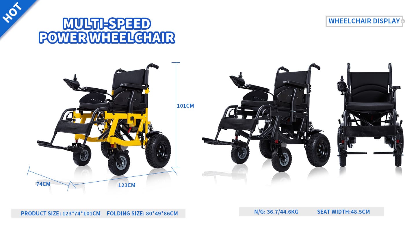 YSE126 Steel Folding Electric Wheelchair - Size Diagram